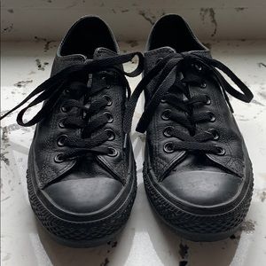 CONVERSE ~ Black Leather Low top Sneakers